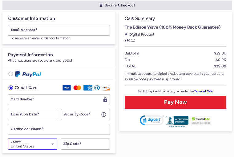 The Edison Wave order-page